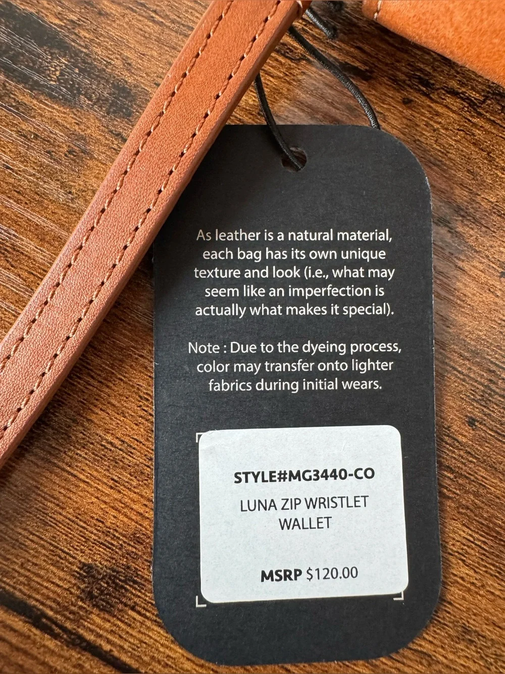 Margot Leather Luna Zip Wristlet Wallet | Cognac Leather | NWT